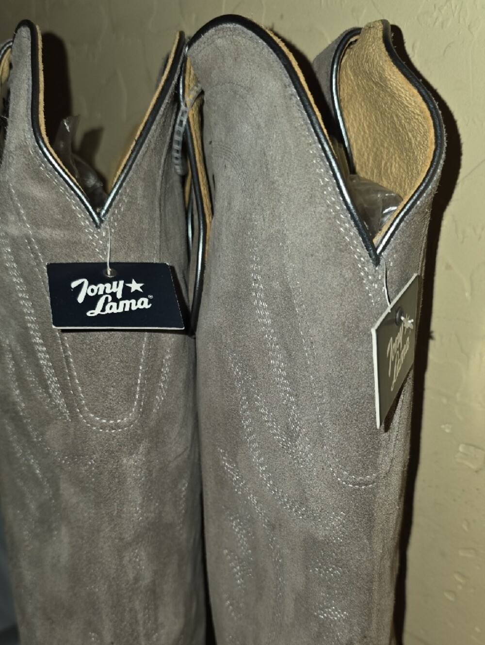 350- Tony Lama Ash Grey Liz Suede Western Knee-High Boots Dr4260 Size10B - Picture 8 of 14